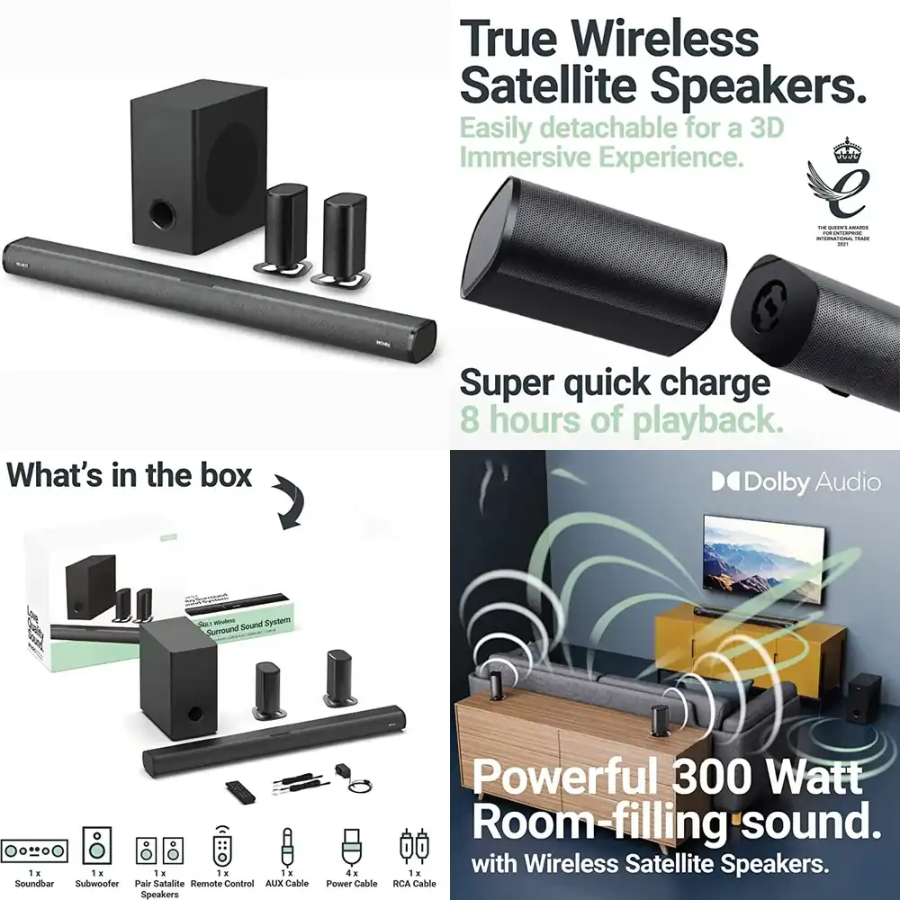 Soundbar With Wireless Subwoofer 5.1Ch - wireless speaker 5.1ch Detachable dobl-y soundbar,