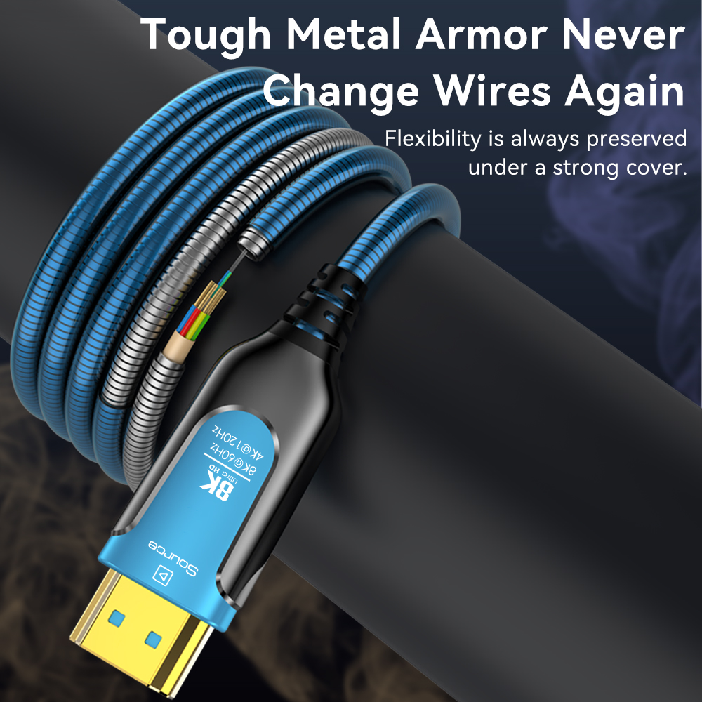8K Armored HDMI Fiber Optic Ca - Hdmi 2.1 Cable 8K 60Hz 48Gbps Earc ulasan dan harga