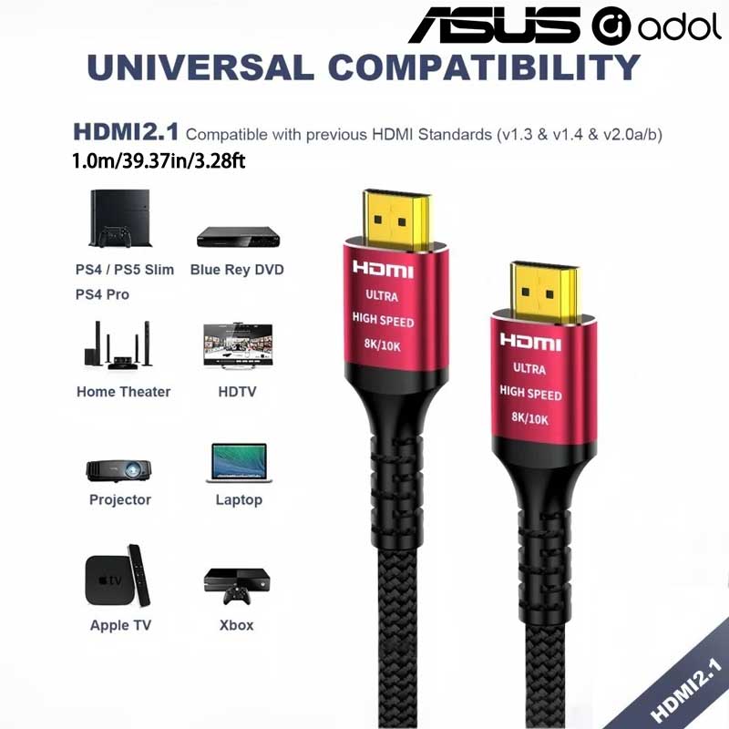 ASUS 8K 60Hz Ultra High Speed  - Hdmi 2.1 Cable 8K 60Hz 48Gbps Earc ulasan dan harga