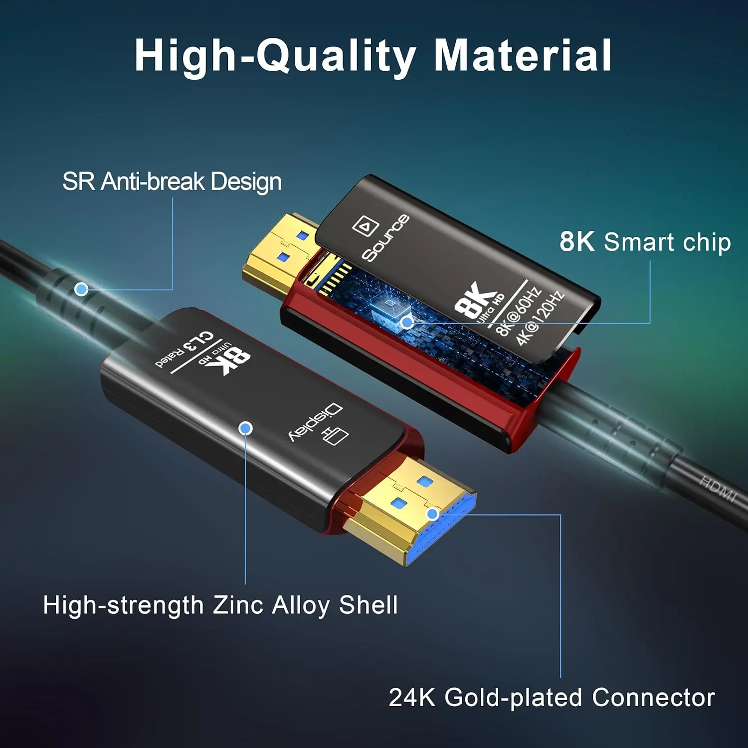 8K@60Hz 4K@120Hz HDMI 2.1 Fibe - Hdmi 2.1 Cable 8K 60Hz 48Gbps Earc ulasan dan harga