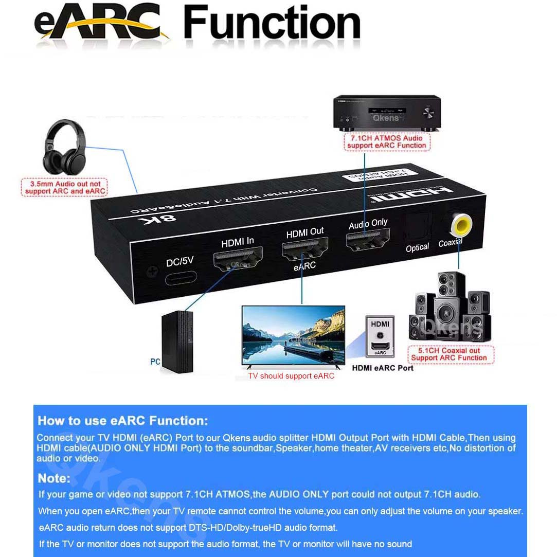 8K HDMI Audio Extractor 4K@120 - Dolby Atmos Soundbar Hdmi Earc ulasan dan harga