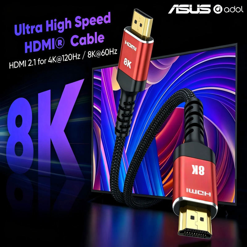 ASUS 48Gbps HDMI 2.1 Screen Ca - Hdmi 2.1 Cable 8K 60Hz 48Gbps Earc ulasan dan harga