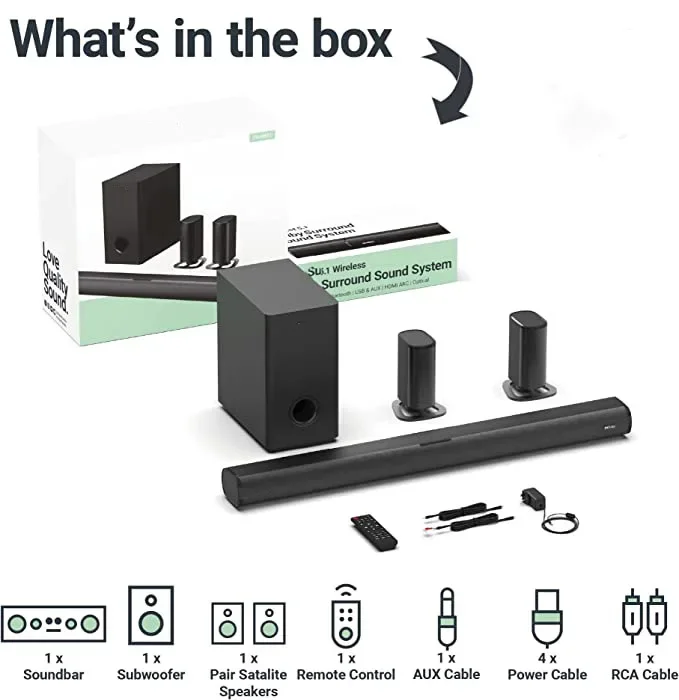 wireless speaker 5.1ch Detacha - Soundbar With Wireless Subwoofer 5.1Ch ulasan dan harga