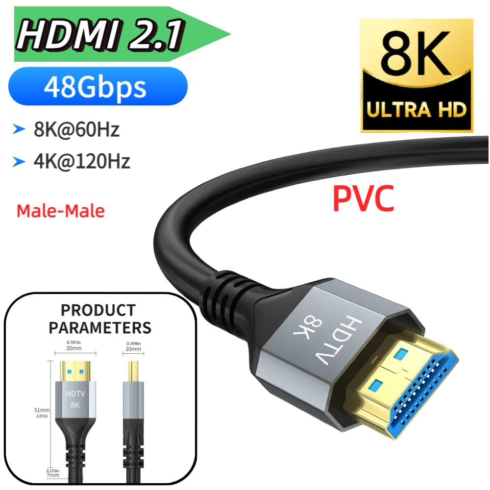 8K HDMI Cable HDMI 2.1 8K@60Hz - Hdmi 2.1 Cable 8K 60Hz 48Gbps Earc ulasan dan harga